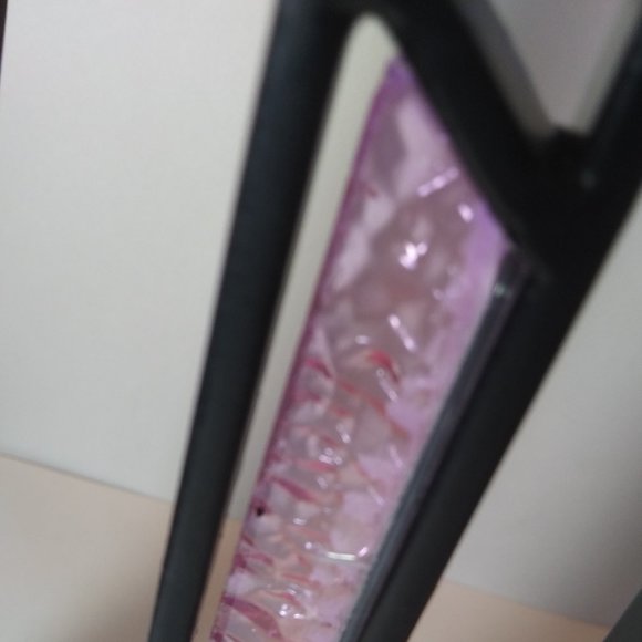 Unique handmade rustic hanukiah metal and stained glass Judaic candelabra - Picture 9 of 16